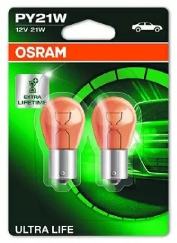 Set 2 becuri auto PY21W 12V 21W OSRAM Ultra Life 