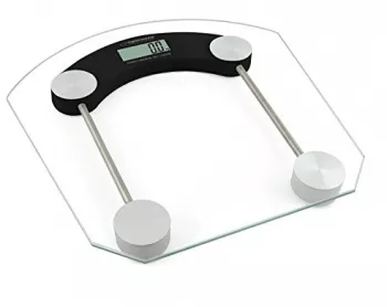 Cantar Corporal Pentru Baie Echipat Cu 4 Senzori Capacitate Maxima 180 Kg Afisaj Lcd Pornire Automata Design Modern Transparent 