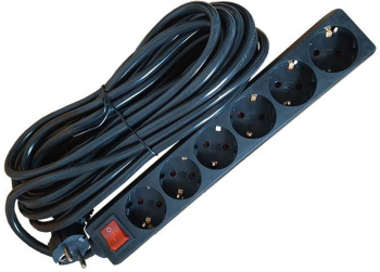 Prelungitor cu intrerupator 6 prize lungime 3m 3x2.5mm2 240V 16A negru