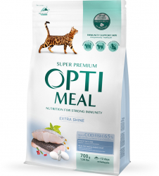 Hrana uscata completa Optimeal pentru pisici cu continut ridicat de cod 0.7 kg