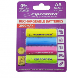Set 4 acumulatori AA R6 Esperanza 92344 2000mAh Ni-MH 1.2V reincarcabili colorati 