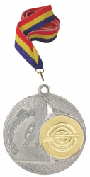 Medalie Tir Sportiv Pusca Argint - Locul 2 si Snur 11 mm tricolor 
