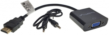 Adaptor cu cablu 20 cm Lanberg 40880 HDMI tata la VGA mama cu cablu audio jack 3.5 mm 
