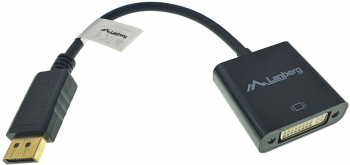 Adaptor Lanberg 40870 cu cablu si conectori DisplayPort tata la DVI-D 24+5 mama rezolutie Full HD 1080p la 60 Hz negru 