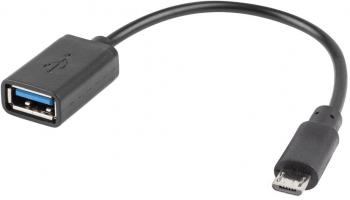 Adaptor USB 2.0 OTG Lanberg 42444 microUSB tata la USB mama cablu 15 cm negru 