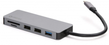 Adaptor USB 3.0 tip C multifunctional 7 in 1 Platinet 45221 HDMI 4K USB-C PD cititor card micro/SD HUB 3 port USB