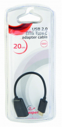 Cablu adaptor OTG USB 2.0 mama la USB tip C tata Cablexpert 10011 lungime 20 cm in blister negru