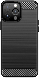 Husa compatibila cu iPhone 13 Pro Max silicon cu insertii de carbon Negru SOHO5383 