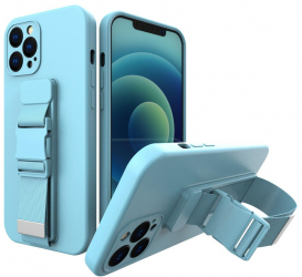 Husa compatibila cu iPhone 13 Pro suport pentru prindere armband si centura Bleu SOHO5396 