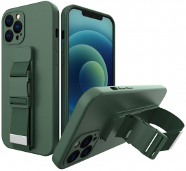Husa compatibila cu iPhone 13 Pro suport pentru prindere armband si centura Verde inchis SOHO5399 