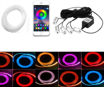 Set 5 lumini auto ambientale LED RGB 6 M Bluetooth 