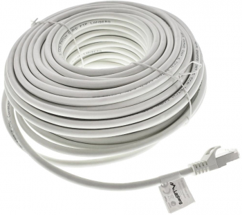Cablu ecranat FTP Lanberg 42803 cat.6 mufat 2xRJ45 lungime 30m AWG 26 250 MHz de legatura retea ethernet alb