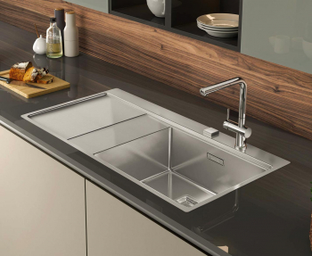 Chiuveta bucatarie inox CookingAid XERON 105 RIGHT orientare dreapta 1000x520x200mm cu ventil AUTOMAT scurgere dreptunghiular + accesorii