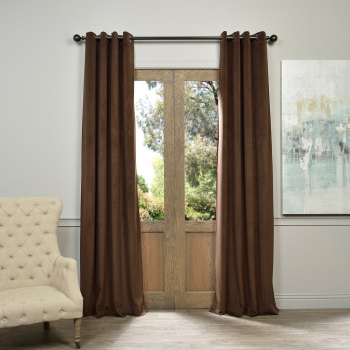 Draperie din catifea cu inele negre Madison 200x250 cm densitate 700 g/ml Dark chocolate 1 buc 