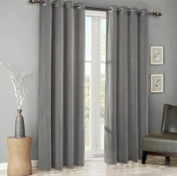 Draperie din catifea cu inele albe Madison 150x240 cm densitate 700 g/ml Lead 1 buc 