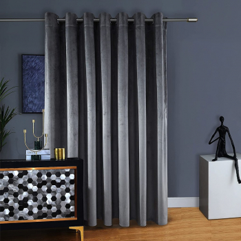 Draperie din catifea cu inele albe Madison 150x240 cm densitate 700 g/ml Shadow 1 buc 