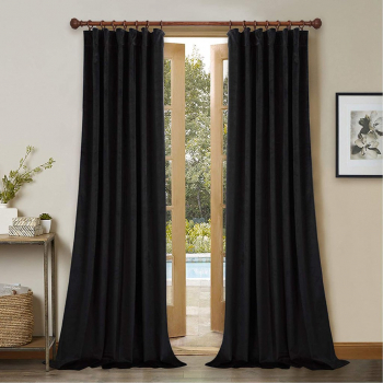 Draperie din catifea cu rejansa din bumbac tip fagure Madison 200x250 cm densitate 700 g/ml Negru 1 buc 
