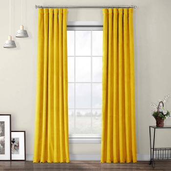 Draperie din catifea cu rejansa din bumbac tip fagure Madison 250x270 cm densitate 700 g/ml Lemon 1 buc
