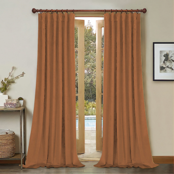 Draperie din catifea cu rejansa din bumbac tip fagure Madison 200x250 cm densitate 700 g/ml Portocaliu 1 buc 