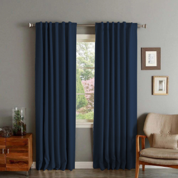 Draperie din catifea cu rejansa transparenta cu ate pentru galerie Madison 150x230 cm densitate 700 g/ml Albastru 1 buc 