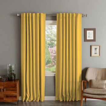 Draperie din catifea cu rejansa transparenta cu ate pentru galerie Madison 250x270 cm densitate 700 g/ml Lemon 1 buc 