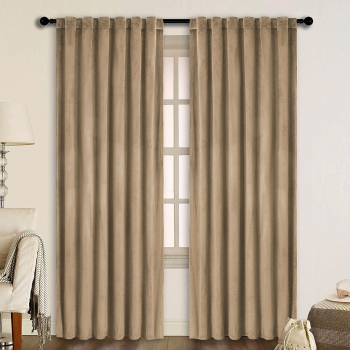 Draperie din catifea cu rejansa transparenta cu ate pentru galerie Madison 250x250 cm densitate 700 g/ml Latte 1 buc 