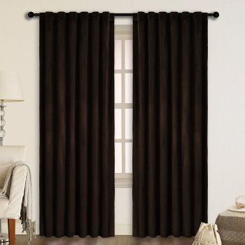 Draperie din catifea cu rejansa transparenta cu ate pentru galerie Madison 200x250 cm densitate 700 g/ml Maro inchis 1 buc 