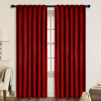 Draperie din catifea cu rejansa transparenta cu ate pentru galerie Madison 250x240 cm densitate 700 g/ml Rosu 1 buc 