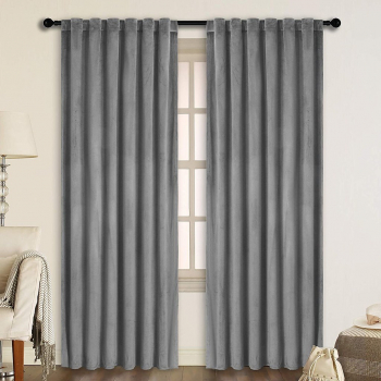 Draperie din catifea cu rejansa transparenta cu ate pentru galerie Madison 200x230 cm densitate 700 g/ml Coin gray 1 buc 