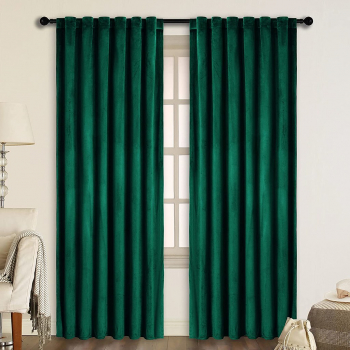 Draperie din catifea cu rejansa transparenta cu ate pentru galerie Madison 200x240 cm densitate 700 g/ml Sacramento Green 1 buc 
