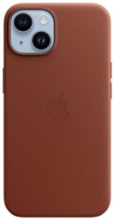 Protectie Spate Apple Leather pentru Apple iPhone 14 Magsafe Maro 