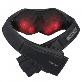 Aparat de masaj Shiatsu pentru gat Zenet Zenet-758 Piele artificiala Infrarosu 30W Negru 