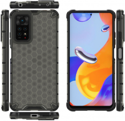 Husa compatibila cu Xiaomi Redmi Note 11 Pro si Redmi Note 11 Pro Plus model Honeycomb Armor Negru SOHO5409 