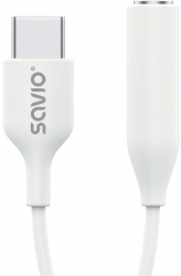 Adaptor audio USB Tip C la Mini Jack 3.5mm Savio AK-52 pentru Samsung Alb 
