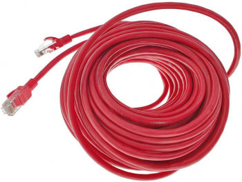 Cablu UTP Lanberg 40686 cat.5e mufat 2xRJ45 lungime 15m AWG 26 100 MHz de legatura retea ethernet rosu 