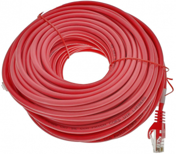 Cablu UTP Lanberg 42786 cat.5e mufat 2xRJ45 lungime 30m AWG 26 100 MHz de legatura retea ethernet rosu 