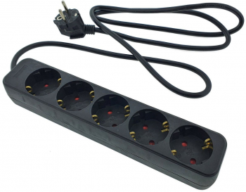 Prelungitor cu 5 prize schuko Lanberg 42919 lungime 1 5 m 2500W 3 x 1.0 mmp contact de protectie negru
