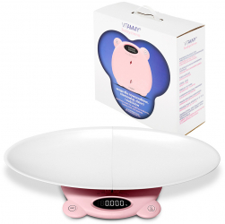 Cantar electronic Vitammy Babycinno 4 in 1 pentru nou-nascuti bebeluși copii și adulți tava detașabilă ecran LCD Roz