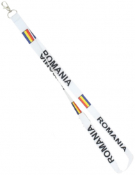 Snur textil ecuson cu carabiniera Romania Alb 
