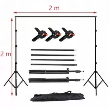 Suport reglabil pentru fundal fotografic 2 x 2m + clesti de prindere 