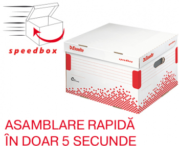 Container Arhivare Si Transport Esselte Speedbox Cu Capac Carton Dimensiune L Alb 