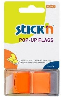 Film Index Autoadeziv 45 X 25mm 50 File/set Cu Dispenser Stickn Pop-up - Portocaliu 