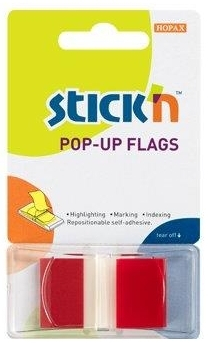 Film Index Autoadeziv 45 X 25mm 50 File/set Cu Dispenser Stickn Pop-up - Transparent/rosu 