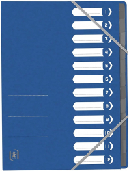 Mapa Carton Pentru Sortare Cu 12 Separatoare Si Index Elastic Pe Colturi Oxford Top File - Albastr 