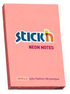 Notes Autoadeziv 76 X 51 Mm 100 File Stickn - Roz Neon 