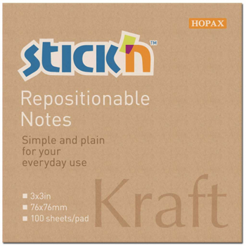 Notes Autoadeziv 76 X 76 Mm 100 File Stickn - Kraft 