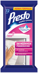 Servetele Umede Pentru Suprafete Din Plastic Sau Laminate 72 Buc/pachet Presto - Efect Antistatic