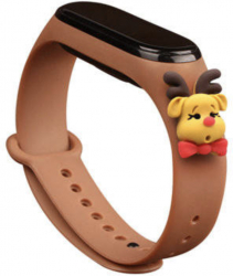Curea bratara fitness compatibila cu Xiaomi Mi Band 5 si Mi Band 6 silicon Brown Reindeer MON-BBL5715 