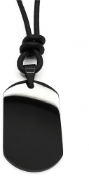 Pandantiv Dog Tag Negru Inox Snur Piele naturala Personal Style 