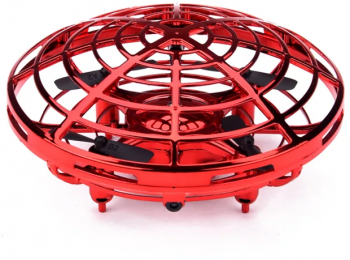 Mini drona OZN disc zburator interactiv 3 senzori infrarosu lumina LED YC Toys rosu